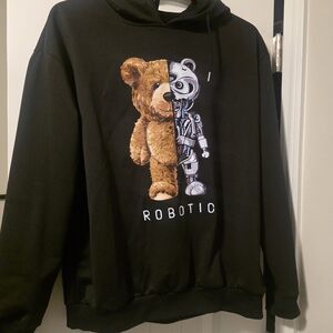 SHEIN Black Robotic Bear Hoodie